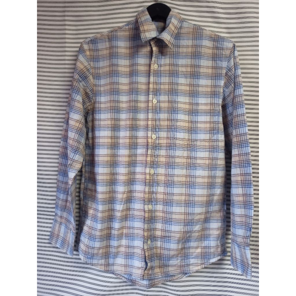 H458 เชิ้ตชายมือสอง คอตตอน รอบอก 38 บ่า 17.5 แขน 24 .5 ยาว 28.5