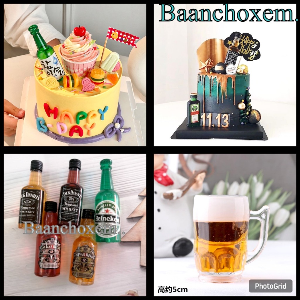 โมเดล ขวดเหล้า​ ตกแต่งเค้ก​ ขวดเหล้าจิ๋ว โซจู เบียร์