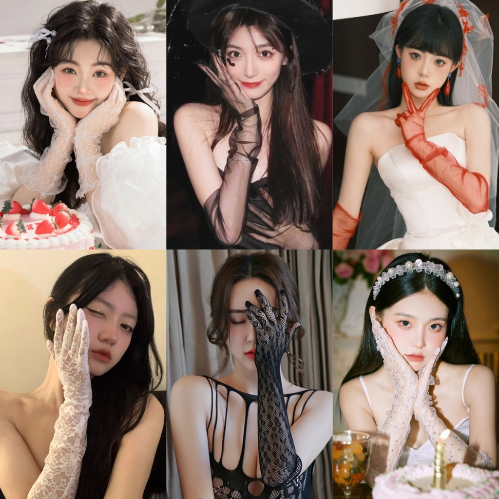 ถุงมือเซ็กซี่ ลูกไม้ซีทรู งานปักดอกไม้ ย้อนยุค น้ำหนักเบา มีตัวเลือกมากมายให้เลือก ส่งไวจากไทย