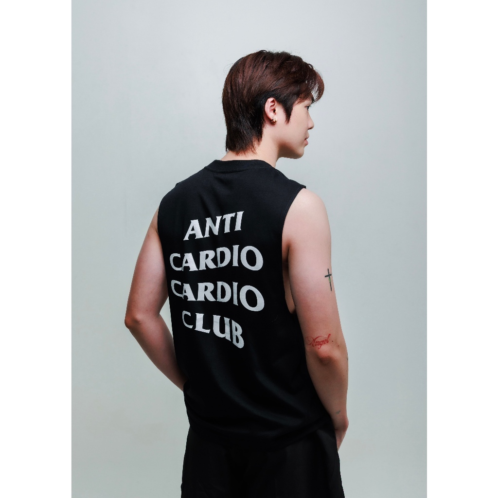 ANTI CARDIO CARDIO CLUB เสื้อกล้ามแขนกุดผู้ชายออกกำลังกาย Men Tank Top แบรนด์Gain365