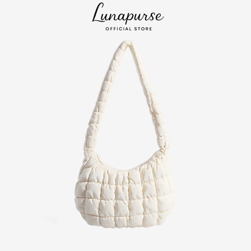 LunaPurse กระเป๋านุ่มนิ่มใบกลาง ขึ้นไหล่ได้ สไตล์เกาหลี ผ้าไนลอน มี 5 สี ใส่ของได้เยอะ