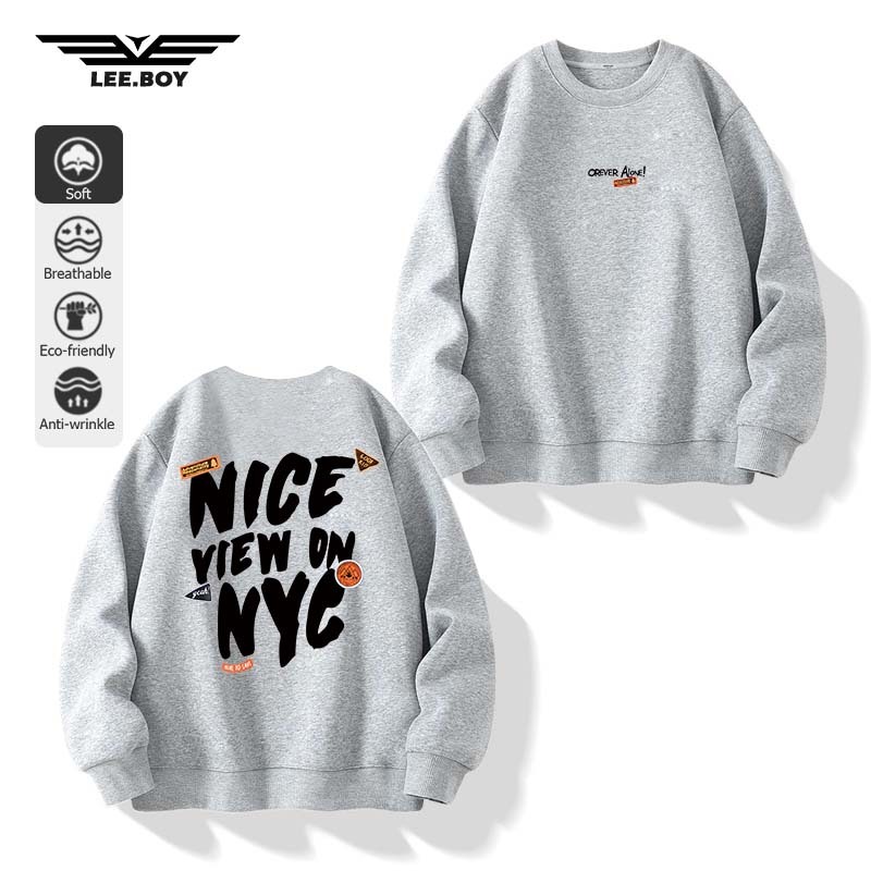 เสื้อสวมหัว แขนยาวผู้ชาย บุขนกันหนาว รูปแบบตัวอักษร รูปที่ 3