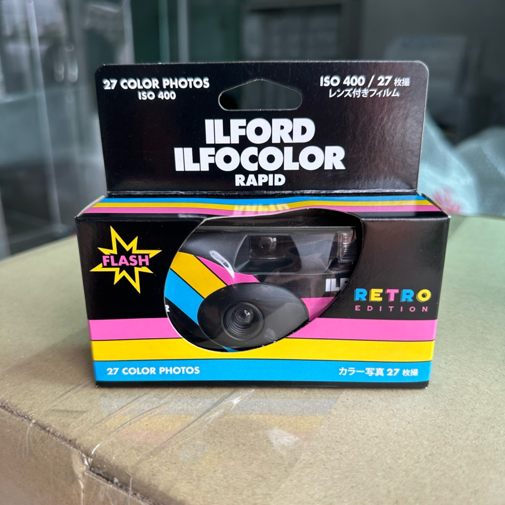 พร้อมส่ง - กล้องใช้แล้วทิ้ง Ilford ILFOCOLOR กล้องฟิล์ม สไตล์อังกฤษ 27 รูป iso 400 แฟลตในตัว