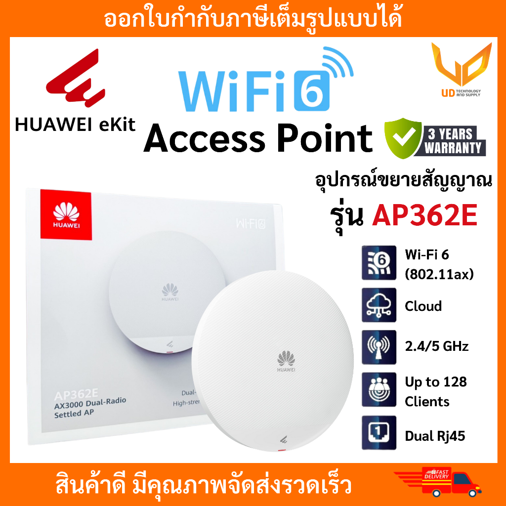 Huawei eKit รุ่น AP362E Wireless Access Point AX3000 Dual-Band Wi-Fi 6 รับประกัน 3 ปี