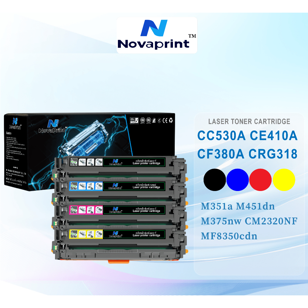 เข้ากันได้กับตลับหมึก CC530A/CE410A/CF380A/CRG318 สำหรับ HP Color LaserJet CP2020/2024/2025/2025dn/