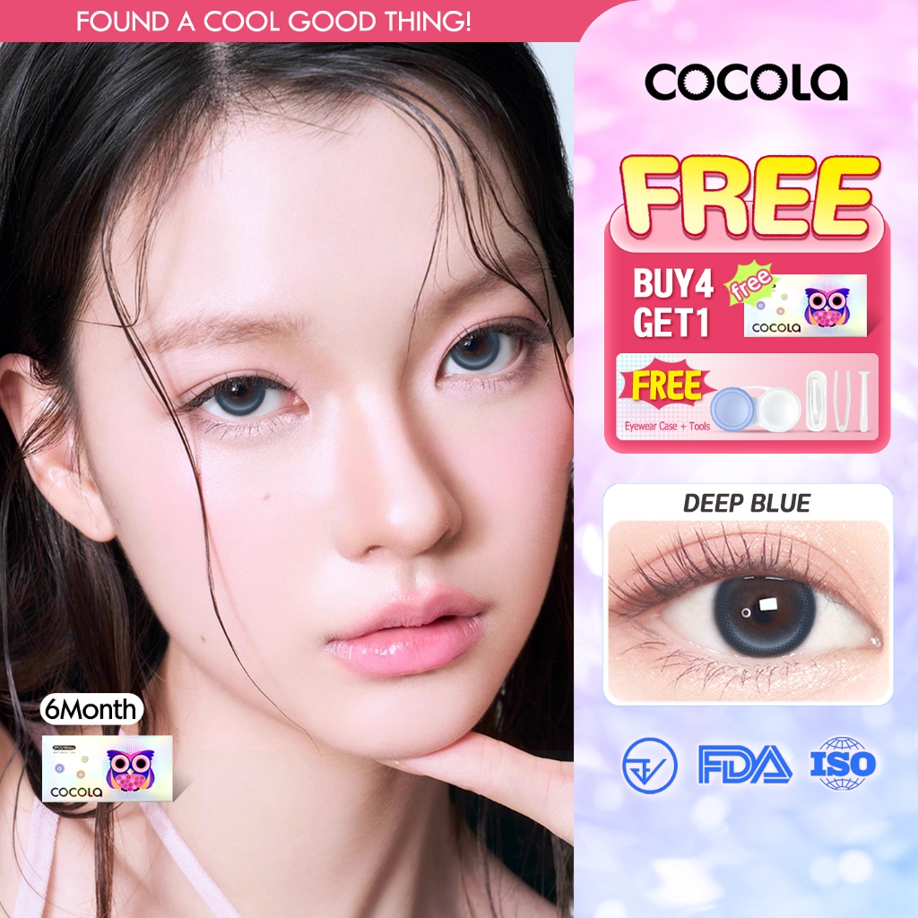 [Stock]COCOLALens คอนแทคเลนส์6เดือน สี Dawn Brown×เกรย์×แบล็ค×บลู สไตล์เกาหลี DIA14.2mm (0.00ถึง-4.5