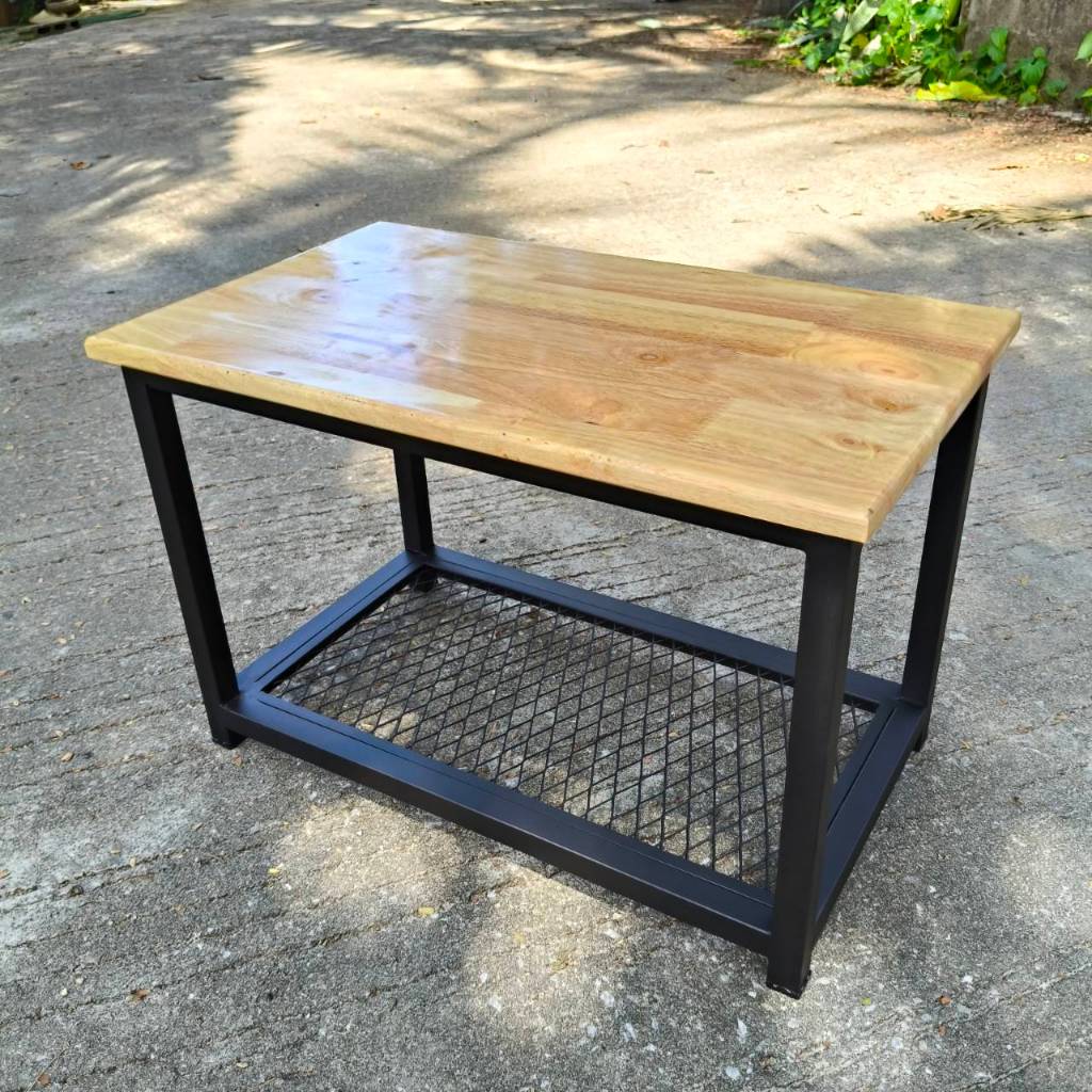 (งานสั่งทำ) ชั้นวางตู้ปลา งาน 2 ชั้น โครงเหล็ก ข้างบนท็อปไม้ ข้างล่างตะแกรงฉีก เหล็ก 1 นิ้ว MT097 - รูปที่ 2