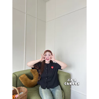 (ส่วนลดvideo/มีส่งด่วน!⚡️) Sweet Girl♥️(JR) เสื้อคอกลม ผ้ายูนิโคล่ปักหัวใจแดงสาวอวบไซส์ใหญ่ ยืดเยอะนิ่มมาก (อก-60)