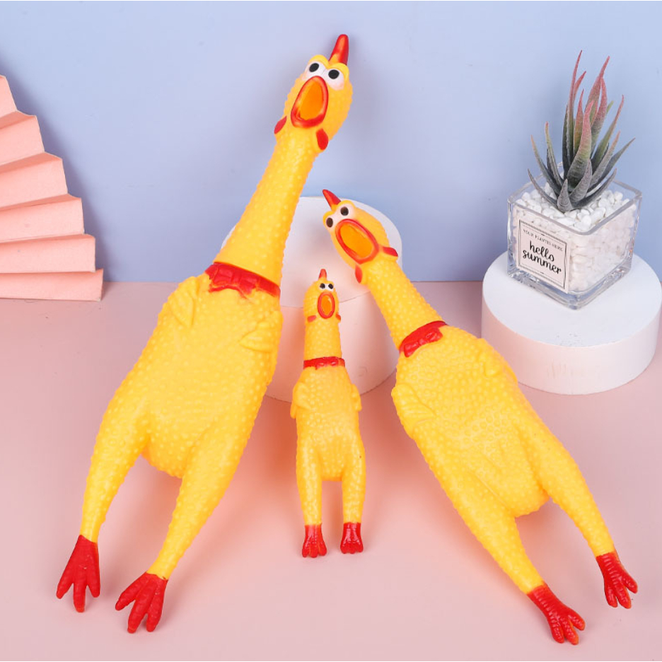 PP-260 ไก่โอ๊ค ของเล่นบีบเสียง สำหรับสุนัข ของเล่นยางกัดเสียงดัง ไก่โอ๊กฮา ๆ บีบแล้วร้องลั่น!