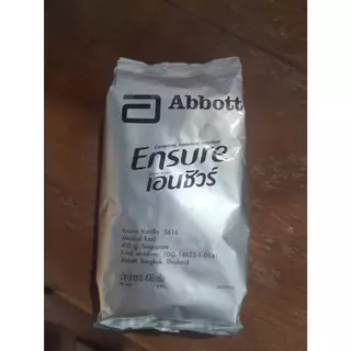 เอนชัวร์กลิ่นวนิลา Ensure vanillaนมผงชนิดถุงเติมแบ่งขาขนาด400กรัมxจำนวน1ถุง(ซื้อ2ถุงแถมช้อนตวงและใบสแกนสะสมแลกของรางวัล)