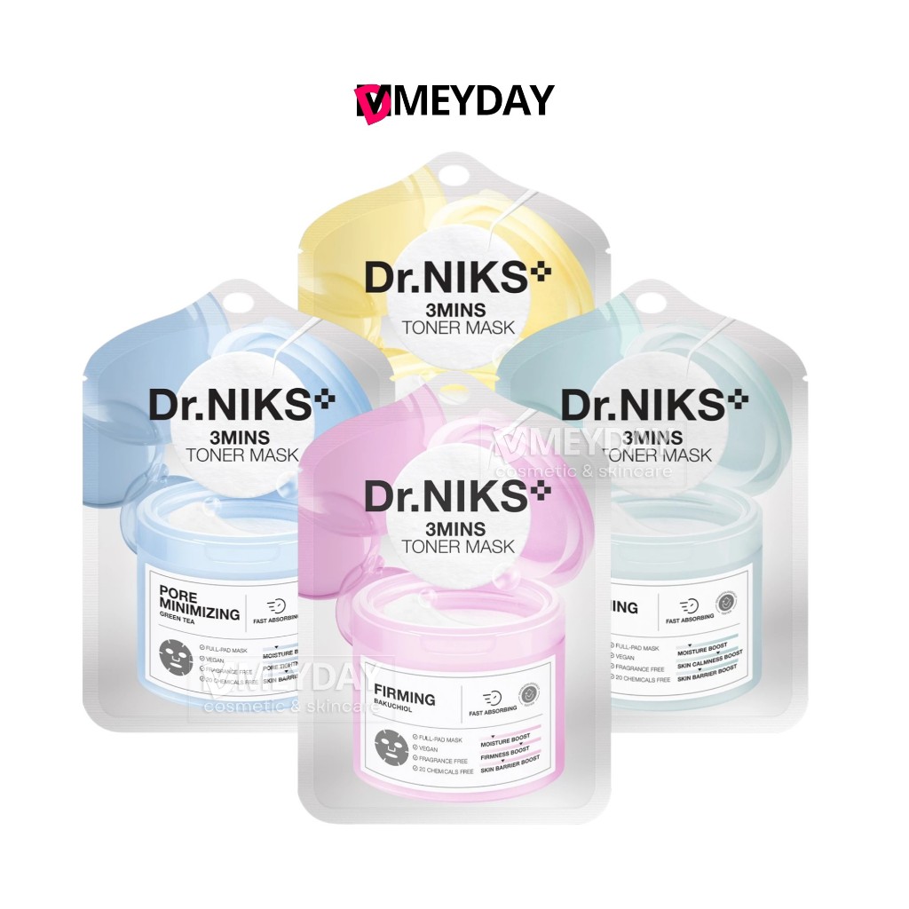 ( แบบซอง ) Dr.niks 3 Mins Toner Mask  ดร.นิกส์ ทรี มินิทส์ โทนเนอร์ มาส์ก 20ml
