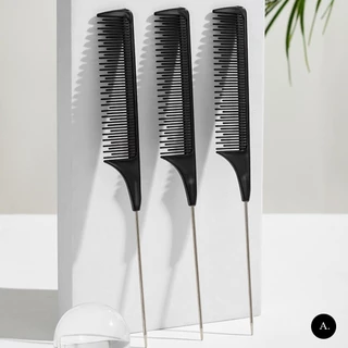 HB28 หวีแบ่งผม ปลายสแตนเลส หวีจัดแต่งทรงผม หวีช่างทำผม หวีเกล้าผม FINE TOOTH TAIL COMB