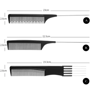 HB28 หวีแบ่งผม ปลายสแตนเลส หวีจัดแต่งทรงผม หวีช่างทำผม หวีเกล้าผม FINE TOOTH TAIL COMB
