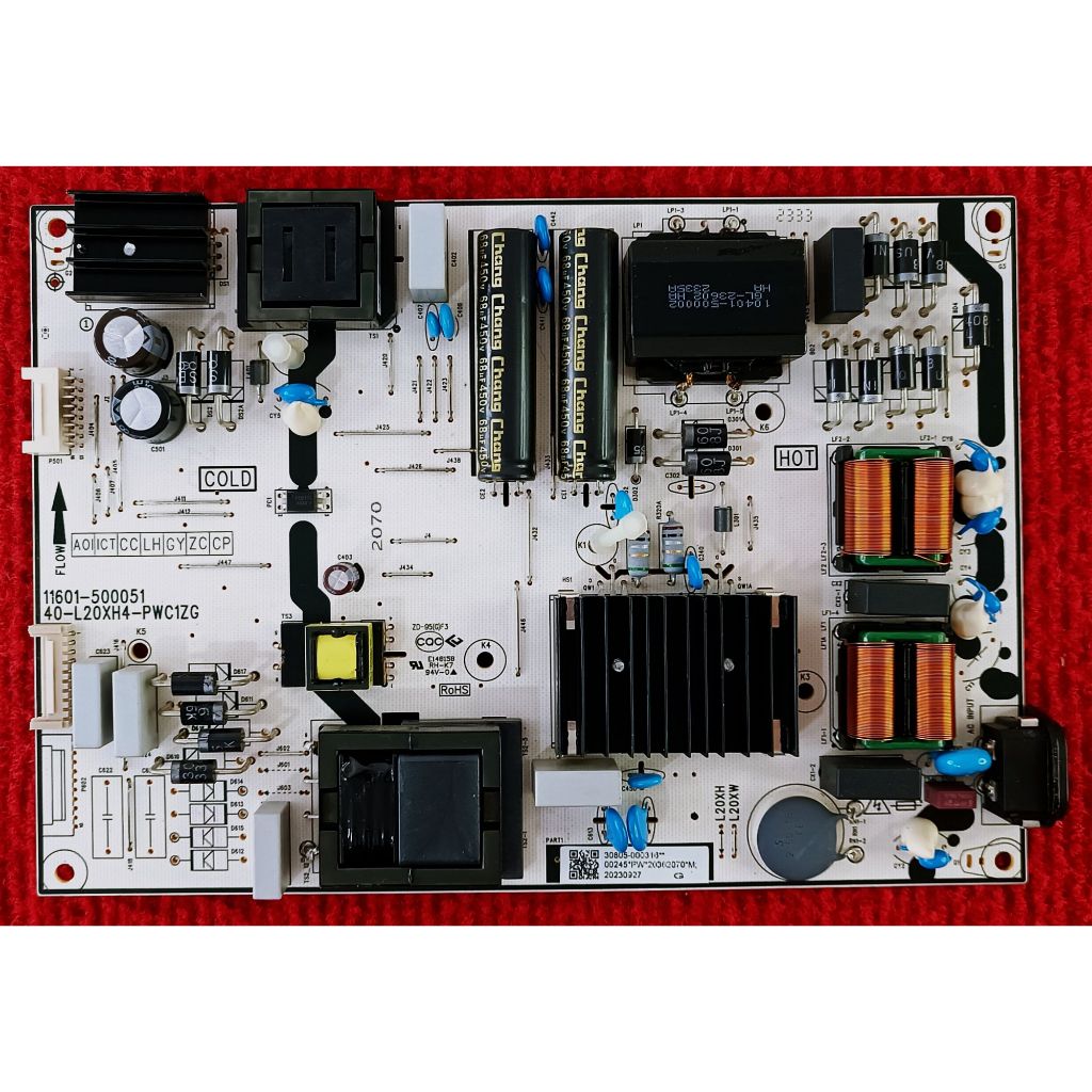 เพาเวอร์ซัพพลายทีวี TCL รุ่น 55C645 , 65C636 , 75V6B พาสบอร์ด 40-L20XH4-PWC1ZG (ไดโอดขับหลอด 4 ตัว )