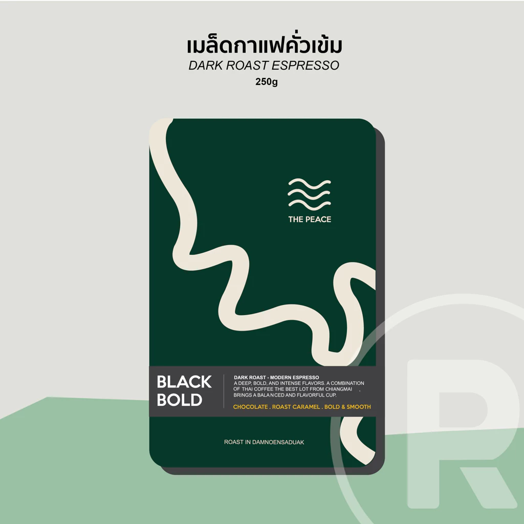 The Peace Coffee - Black Bold กาแฟเบลนคั่วเข้ม หวานช๊อคโกแลต หอมคาราเมล 250G