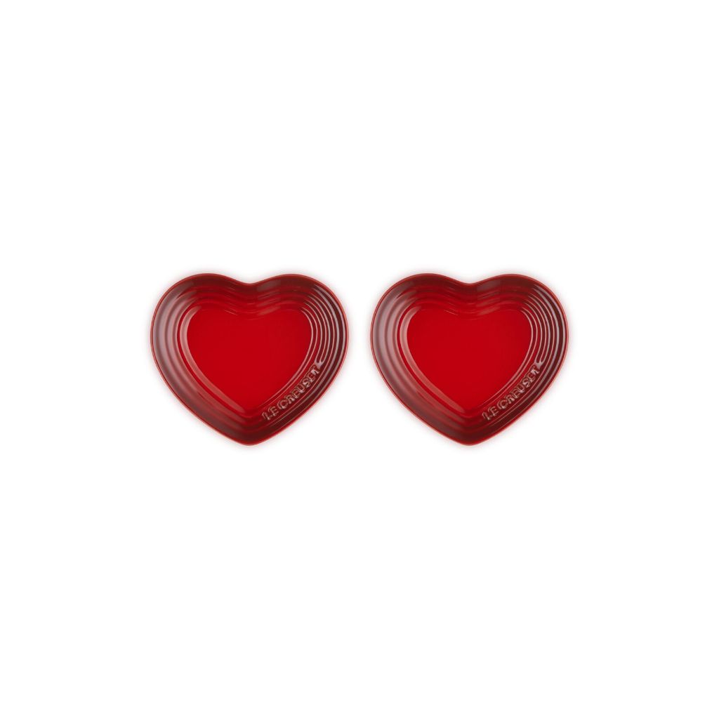 จานเซตหัวใจคู่ สีแดง Set of 2 14cm Small Heart Plate Cerise