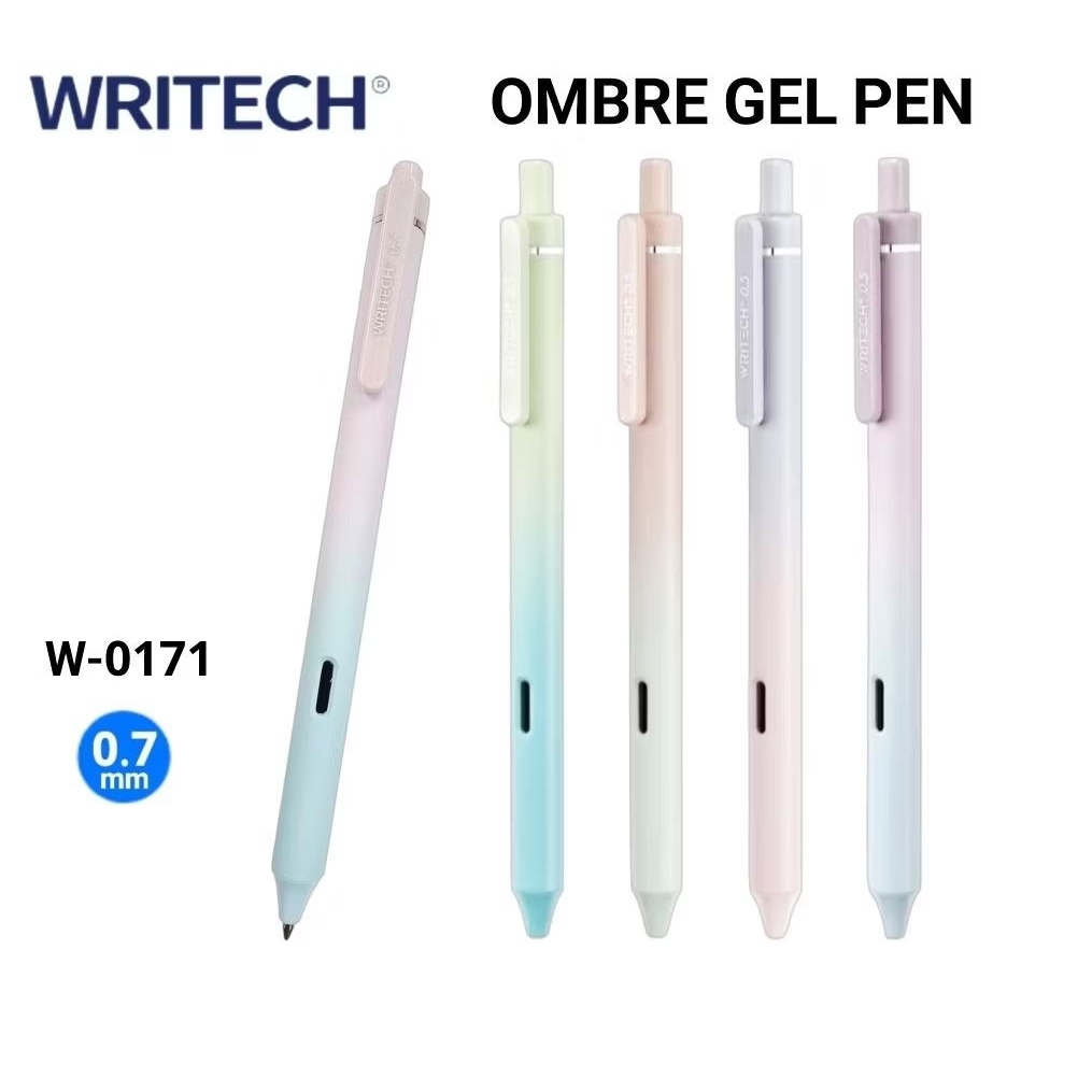 Writech ปากกาเจล Ombre Gel Pen #W-0171 ขนาด 0.7 มม. หมึกน้ำเงิน ปากการุ่นเสียงกดเงียบ หมึกแห้งไว (ราคาต่อ 1 ด้าม)