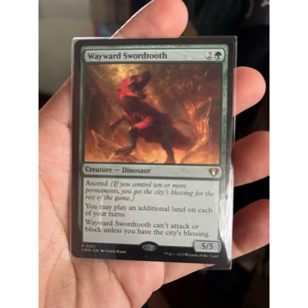 การ์ด MTG Wayward Swordtooth Green Magic the gathering EDH รุ่น RIX สภาพ Nm