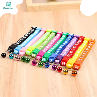 Pet Record ปลอกคอแมว ปลอกคอ ปลอกคอสุนัข ปลอกคอสัตว์เลี้ยง ลายอุ้งเท้าติดกระดิ่ง แบบปรับขนาดได้