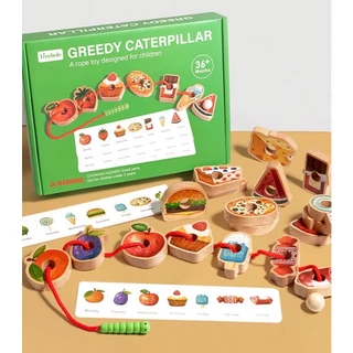 ของเล่นร้อยเชือก 🐛 เจ้าหนอนพาเพลิน Greedy Caterpillar ของเล่นเสริมพัฒนาการ 3 ปี Montessori Lookmaebaby
