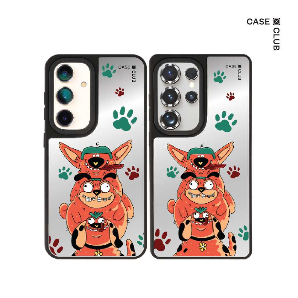 CaseClub เคส ซัมซุง เคส Samsung เคส กระจก ลาย 3 Dogs สำหรับ Galaxy S25 Ultra / S25 / S24 Ultra / S24