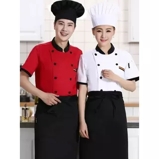 👍🏻👍🏻【คุณภาพสูง】2 ชิ้นเสื้อ + ผ้ากันเปื้อน Chef clothes ชุดเชฟทำอาหาร เสื้อแขนยาว ชุดเชฟ นเสื้อ ผ้ากันเปื้อน เนื้อผ้า