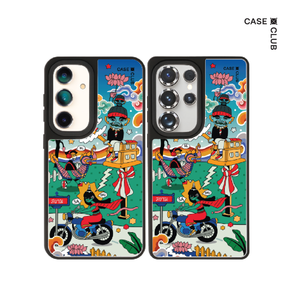 CaseClub เคส ซัมซุง เคส Samsung เคส กระจก ลาย Thai Biker สำหรับ Galaxy S25 Ultra / S25 / S24 Ultra /