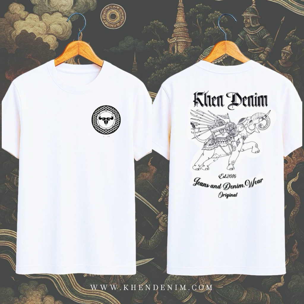 𝐊𝐇𝐄𝐍​ 𝐃𝐄𝐍𝐈𝐌​เสื้อยืดวินเทจ เขนเดนิมรุ่นช้างศึก
