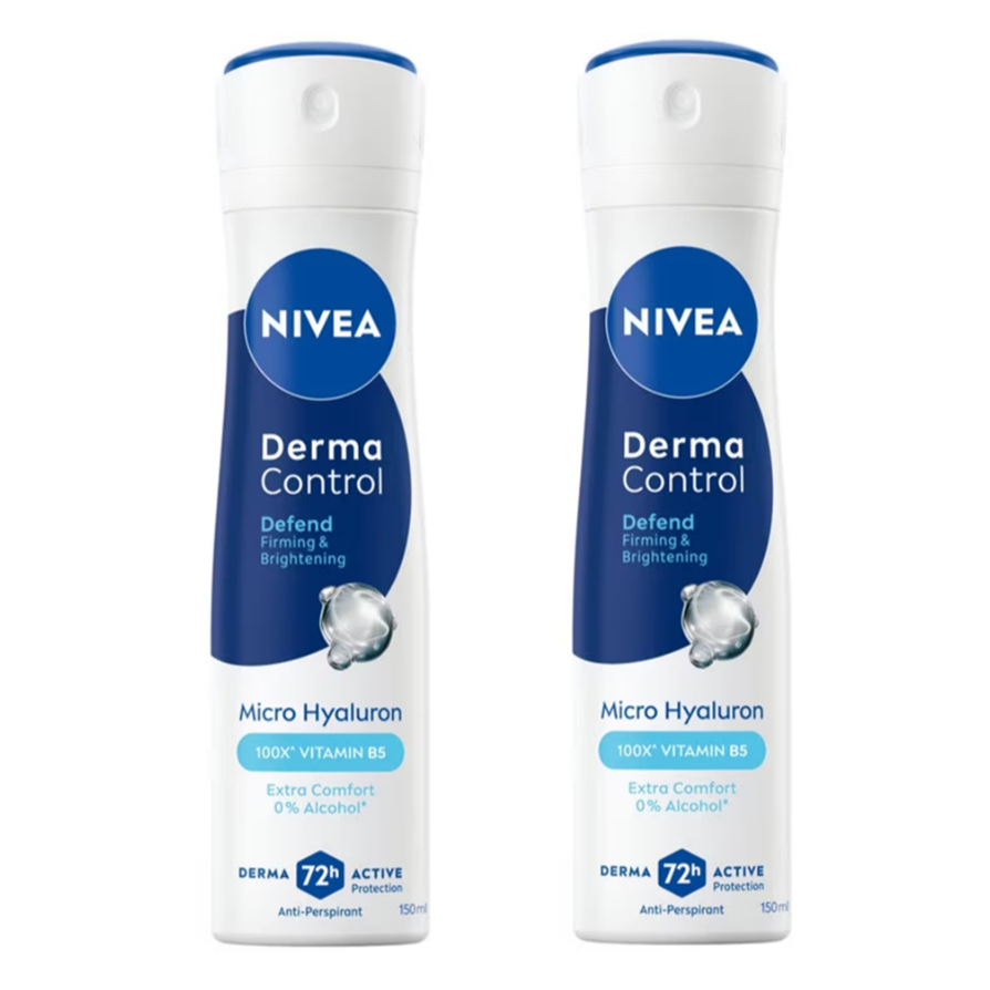 NIVEA Spray Derma Control Defend Deo Spray 150ml. (2ขวด) นีเวีย เดอร์มา คอนโทรล ดีเฟนด์ สเปรย์ ระงับกลิ่นกาย