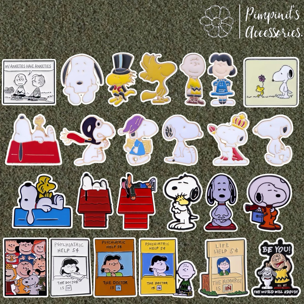 ✿ ร้านในไทยพร้อมส่ง : เข็มกลัดเซ็ทดิสนีย์สนู๊ปปี้และวู๊ดสต็อค | SNOOPY & WOODSTOCK Enamel Brooch Pin Set.