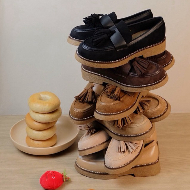bagel loafer รองเท้าคัชชูโลเฟอร์หนังกลับ รองเท้าทำงาน รองเท้า loafer