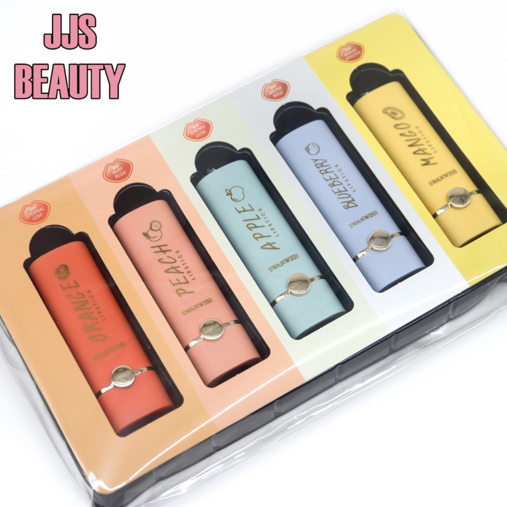 {เซต} SWANWISH Fruit Color Lipstick Set ลิปสติกเนื้อครีม สีสันสดใส เติมเต็มริมฝีปาก (ไม่มีกล่อง)