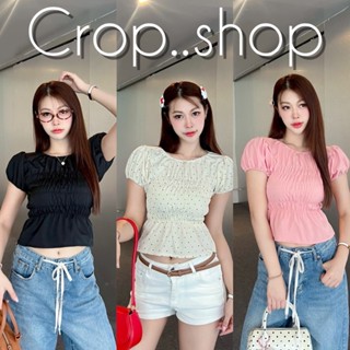 crop..shop เสื้อเเขนตุ๊กตา ลายจุดเเละสีพื้น งานคุณหนูสวยน่าร…
