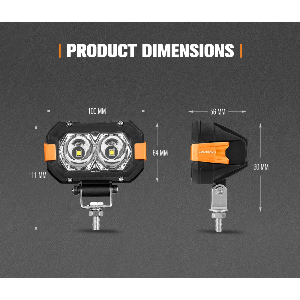 Lightfox LF‑WL‑20W×2 (ชุดไฟงาน 4 นิ้ว 20W คู่) พร้อมสายไฟ