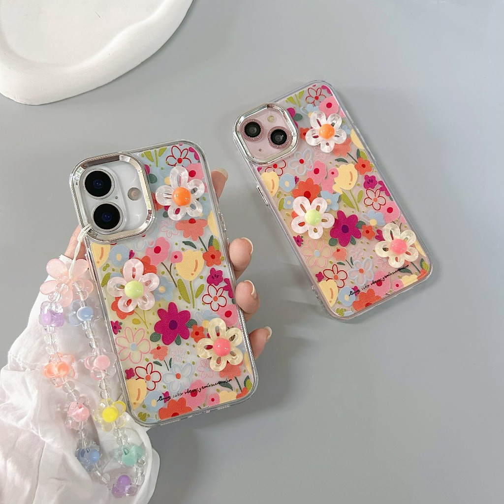 เคสลายดอกไม้ใหญ่ สำหรับ for iPhone 11 12 13 14 15 16 Pro max  16Promax 15Promax 14Promax 16plus 15plus 14plus