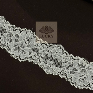 ลูกไม้ LUCKY - ลูกไม้ 2 นิ้วยืดสีออกชมพูนม