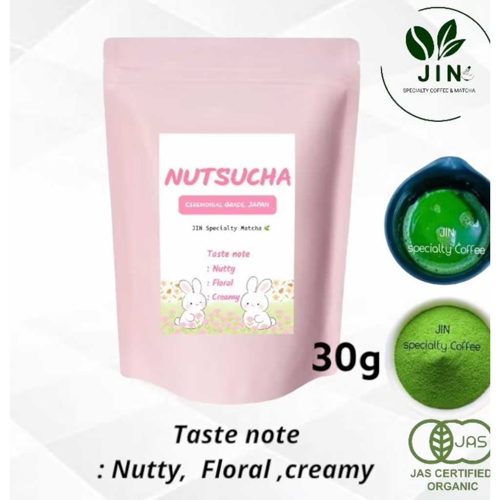 พร้อมส่ง🍵💚NUTSUCHAมัทฉะจากญี่ปุ่นโทนถั่วละมุน+ดอกไม้ บ้านเดียวกับKiwami JINCHA เกรดพิธีการ