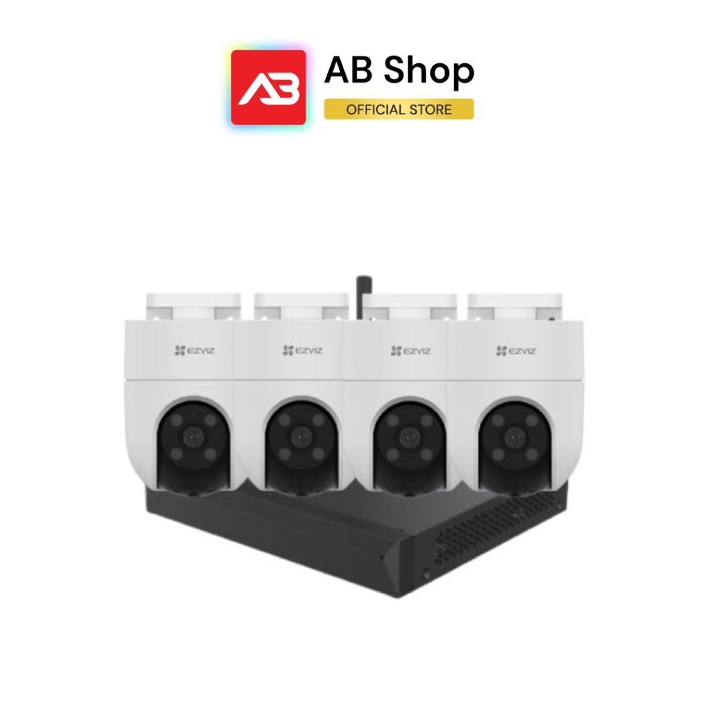 EZVIZ ชุดกล้องวงจรปิด WIFI 4 ตัว 5 ล้านพิกเซล รุ่น H8C Pro 3K(5MP) + X5S-8W (Dual Light หมุนได้ พูดโ