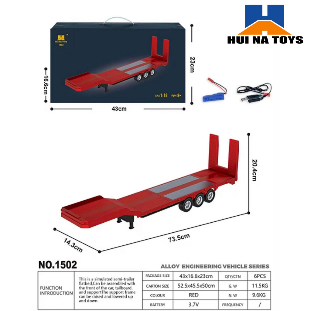 พ่วงท้าย Huina 1502 1:18 Trailer Flatbed RC 2.4GHz