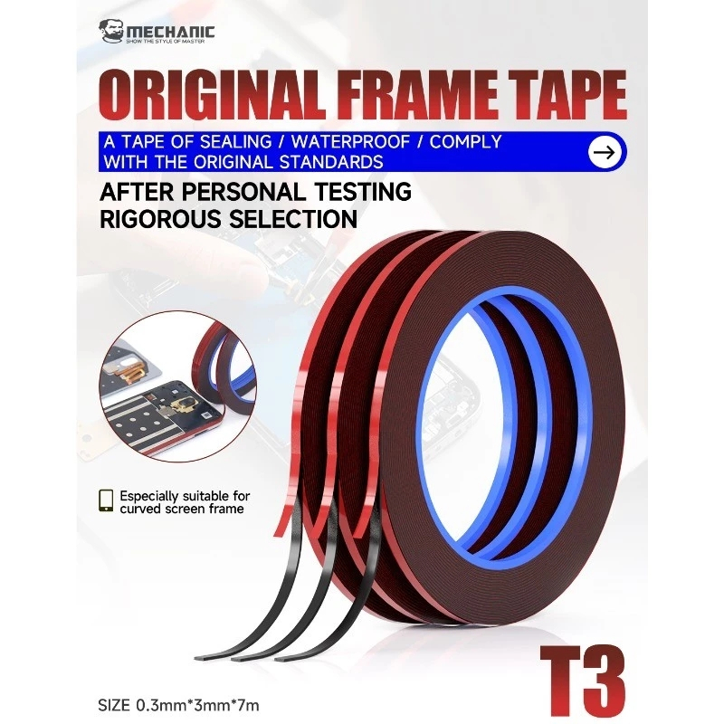 MECHANIC T3 3mm กาวเฟรมหน้าจอขอบ สําหรับ ไอโฟน แท็บเล็ต ซ่อมเครื่องใช้ไฟฟ้าคอมพิวเตอร์ โฟมสีเขียว เทปสองหน้า 5ชิ้น