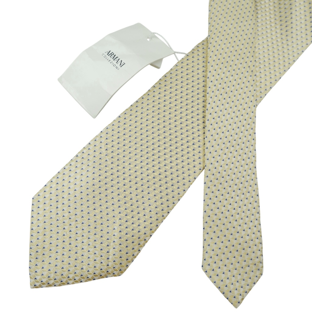 เนคไท Armani Silk Gold Geometric Italy เนคไทแบรนด์เนม ของแท้