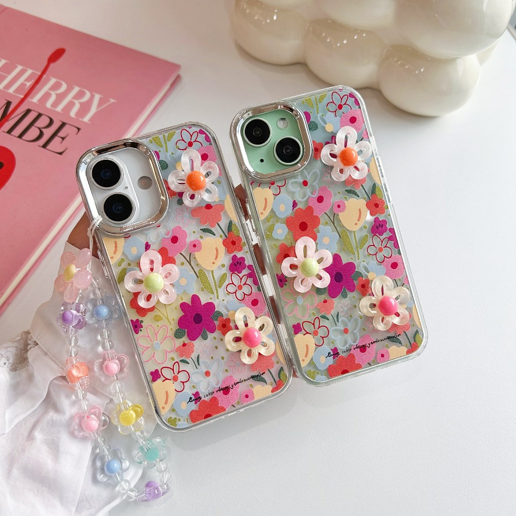 เคสลายดอกไม้ใหญ่ ครบเซ็ท 3ชุ สำหรับ for iPhone 11-12-13-14-15-16-Pro-max 16Promax 15Promax 16plus Airpods Pro gen 1 2 3