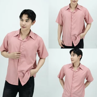 [ส่งทันที กทม.1 วัน] S5: เสื้อเชิ้ตแขนสั้นสีพื้น รุ่นสาบซ้อน เชิ้ตสไตล์เกาหลี มีไซส์ คุณภาพดี เสื้อเชิ้ตผู้ชาย