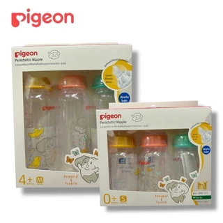 (แพ็ค2 ฟรี1) Pigeon พีเจ้น ขวดนมคอแคบ RPP ลาย HOWAPIPI จุกมินิ 4ออนซ์ และ 8ออนซ์
