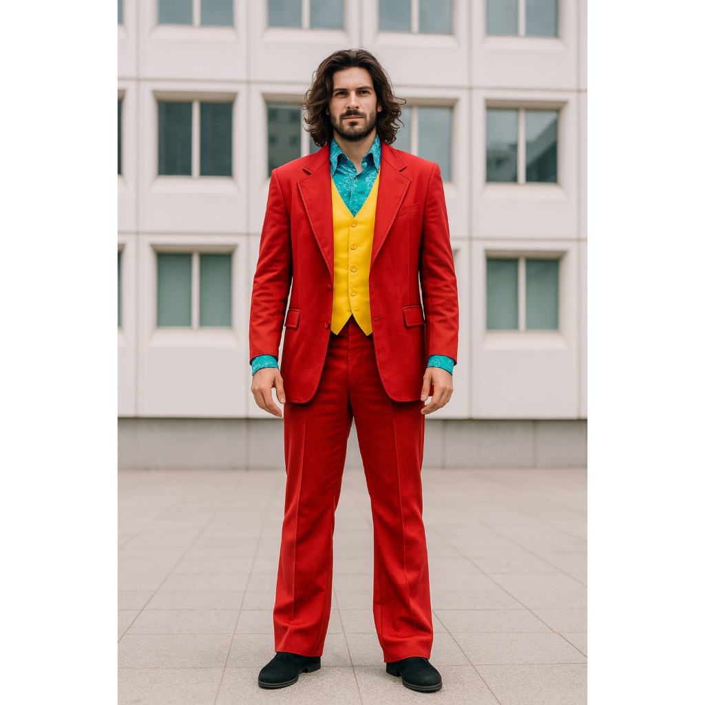 CP13.4 ชุดแฟนซีผู้ชาย สูทตัวตลกสีแดง โจ๊กเกอ ฮาโลวีน ปาร์ตี้ คอสเพลย์แฟนซี