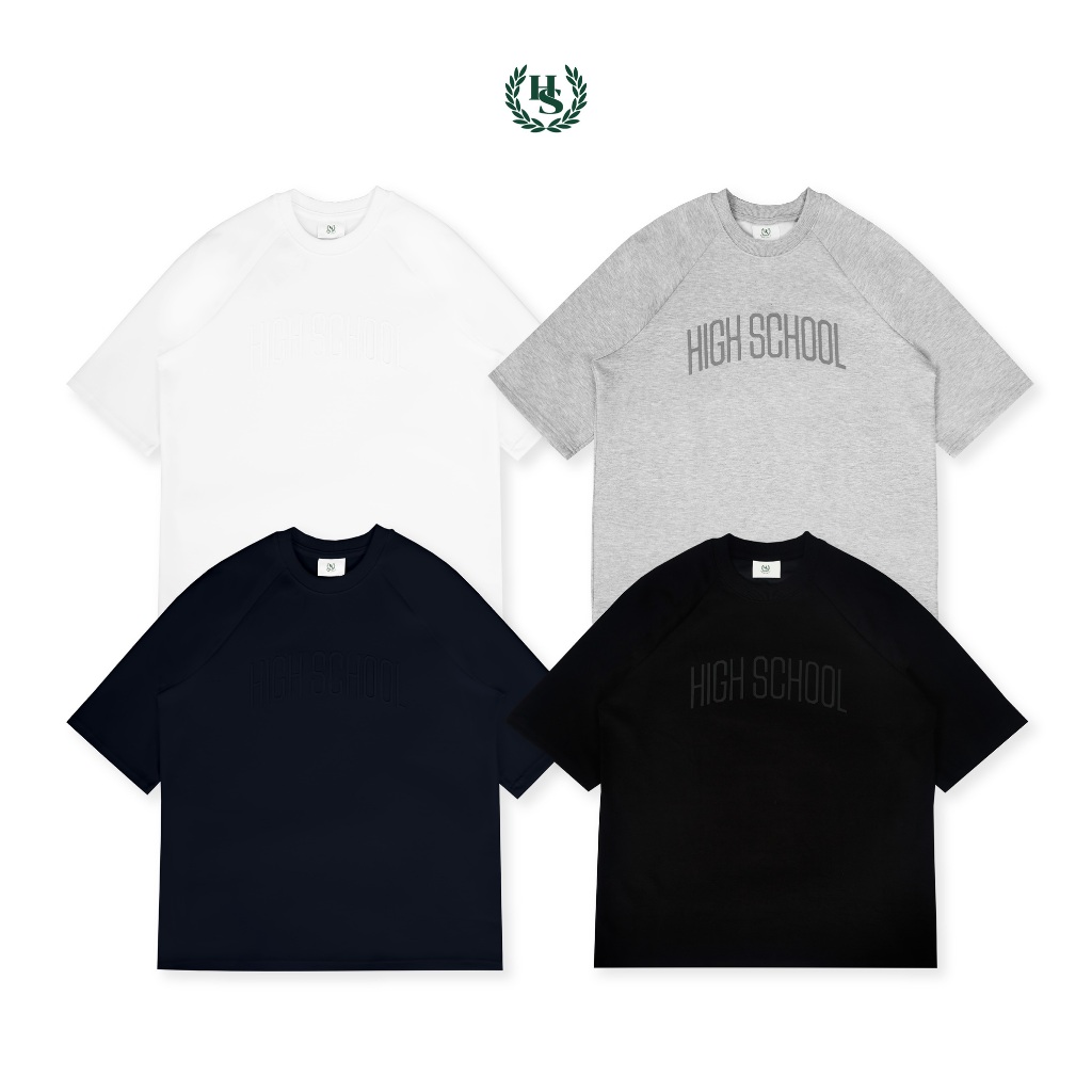Highschool - TPB06529  neoprene slope sleeve Oversize เสื้อยืดโอเวอร์ไซส์ไหล่สโลปแขนสั้นผ้านีโอพลีน
