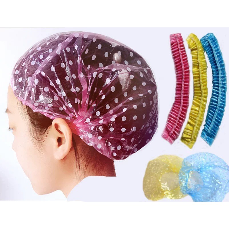 หมวกคลุม อาบน้ำ ใช้ได้ทั้งผู้ใหญ่ เด็ก ลายจุด มีหลายสีน่ารัก 40117 olbighome.ส่งทุกวัน จ-ส😊