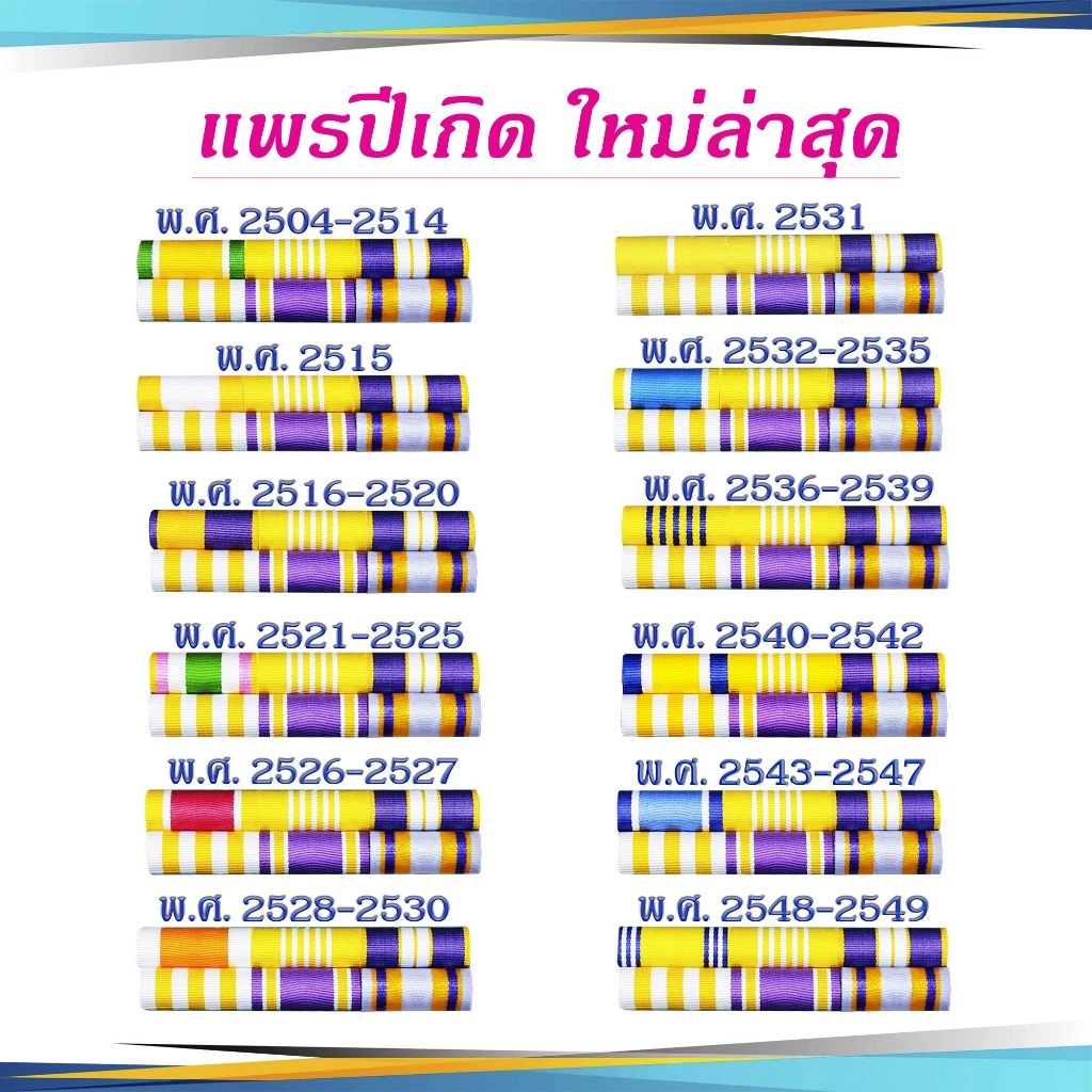 แพรแถบ ปีเกิด ชนิด เข็มหมุด และแม่เหล็ก รุ่นใหม่ล่าสุด ก.ค. 2567