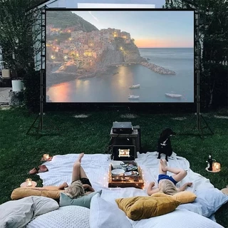 Projector Screen โปรเจคเตอร์หน้าจอ สีเทา น้ําหนักเบา พร้อมขาตั้ง 100 120 150 นิ้ว 16:9 2026 สําหรับดูหนังในร่ม กลางแจ้ง