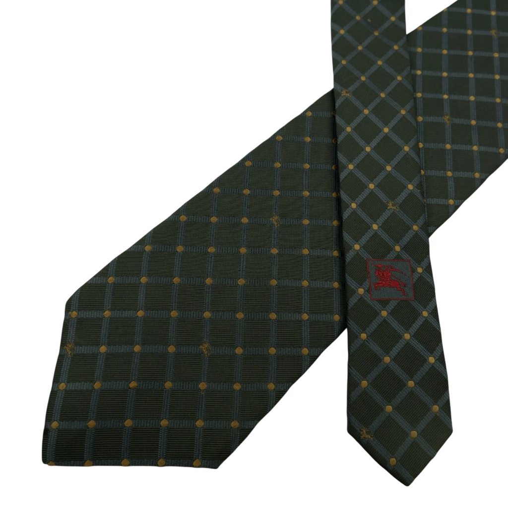 เนคไท Burberry Silk Black Gold Geometric Italy เนคไทแบรนด์เนม ของแท้